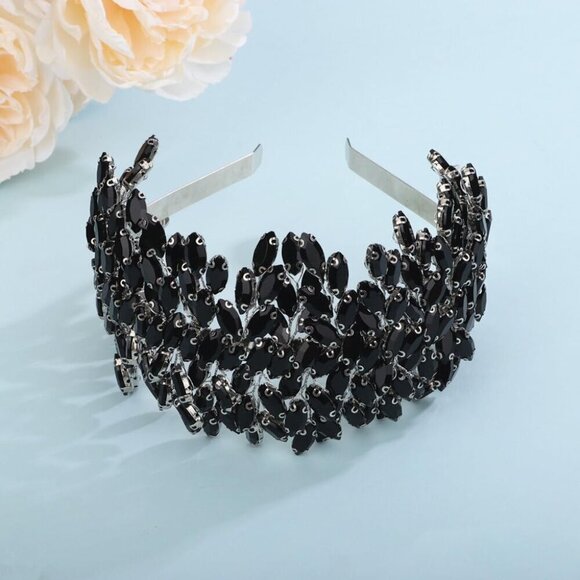 Black Crystal Hair Band for Wedding Prom Bridal Party Accessory main image 5
